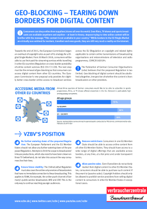 Tearing Down Borders for Digital Content | Factsheet Verbraucherzentrale Bundesverband