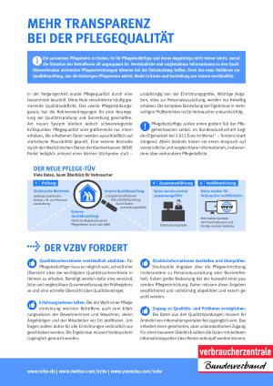 Mehr Transparenz bei der Pflegequalität | Faktenblatt des vzbv | Juli 2020 