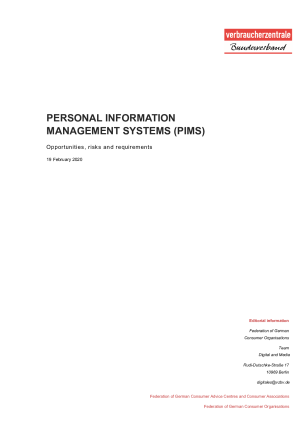 Personal Information Management System (PIMS) | position paper of vzbv | 19 February 2020