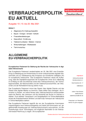 Newsletter Verbraucherpolitik EU aktuell 10/2021