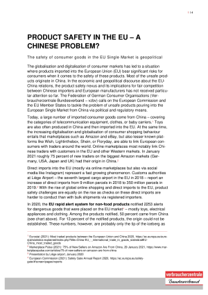 Product safety in the EU – a chinese Problem? | vzbv's demands | 10 May 2021