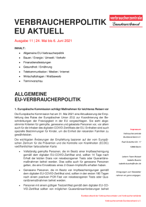 Newsletter Verbraucherpolitik EU aktuell 11/2021