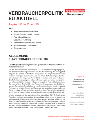 Newsletter Verbraucherpolitik EU aktuell 12/2021