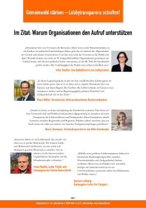 Gemeinwohl stärken – Lobbytransparenz schaffen!