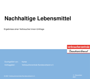 Nachhaltige Lebensmittel | Umfrage im Auftrag des vzbv | Oktober 2021