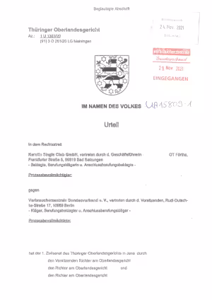 Urteil des OLG Thüringen vom 18.11.2021 | Az. 1 U 1303/20