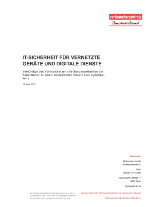 IT-Sicherheit für vernetzte Geräte und digitale Dienste | Stellungnahme des vzbv | Mai 2022