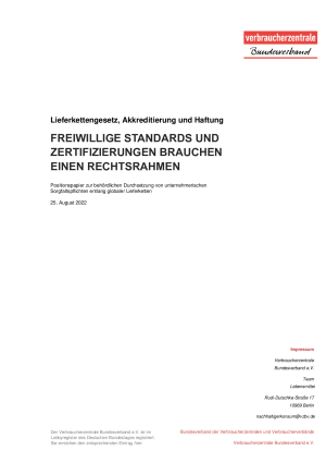 Freiwillige Standards und Zertifizierungen brauchen einen Rechtsrahmen