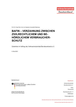 Gutachten im Auftrag des vzbv zur BaFin-Reform vom 08.05.23
