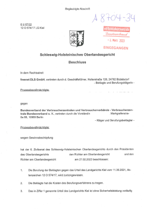 Zurückweisungsbeschluss