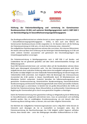 Forderungspapier Gesundheitsversorgungsstärkungsgesetz