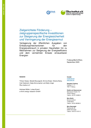 Zielgerichtete Förderung – zielgruppenspezifische Investitionen zur Steigerung der Energiesicherheit und Verringerung der Energiearmut