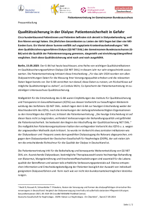Qualitätssicherung in der Dialyse: Patientensicherheit in Gefahr