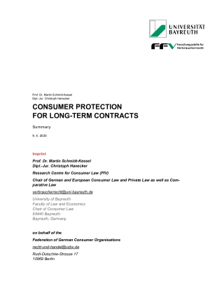 Consumer protection for long-term contracts executive summary