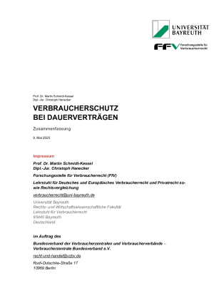 Verbraucherschuz bei Dauerverträgen Zusammenfassung
