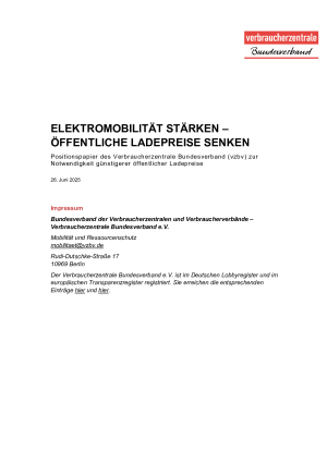 Positionspapier: Elektromobilität stärken – Preise an öffentlichen Ladesäulen senken