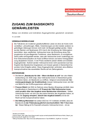 Zugang zum Basiskonto gewährleisten