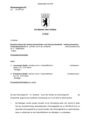 Urteil des Kammergericht vom 30.04.2025; Az. 23 UKI 9/24