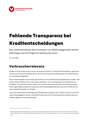 Fehlende Transparenz bei Kreditentscheidungen