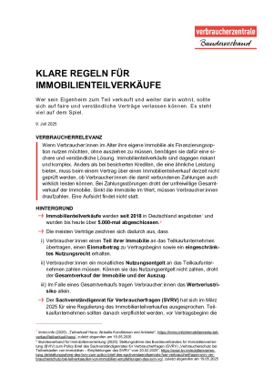 Klare Regeln für Immobilienteilverkäufe