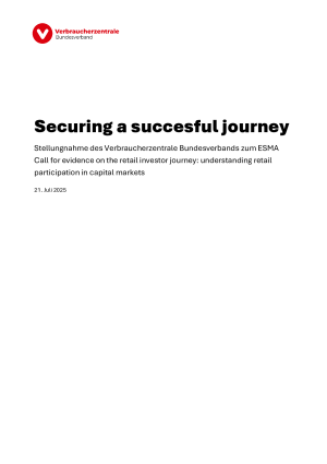 vzbv-Stellungnahme: ESMA Call for evidence on the retail investor journey