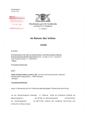 Urteil des Oberlandesgericht Karlsruhe vom 09.07.2025; Az. 14 UKl 1/23 
