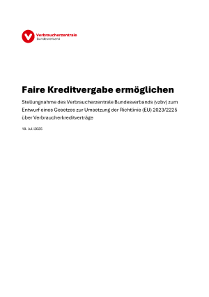 vzbv-Stellungnahme: Faire Kreditvergabe ermöglichen 