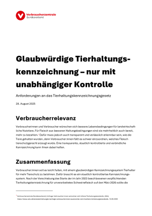 Glaubwürdige Tierhaltungskennzeichnung – nur mit unabhängiger Kontrolle