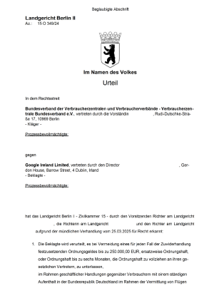 Urteil des Landgericht Berlins II von 27.05.2025 | Az. 15 O 349/24 – nicht rechtskräftig