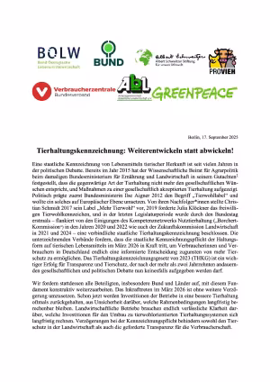Tierhaltungskennzeichnung: Weiterentwickeln statt abwickeln 