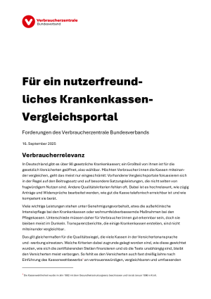 Für ein nutzerfreundliches Krankenkassen-Vergleichsportal
