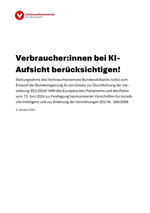 Verbraucher:innen bei KI-Aufsicht berücksichtigen!
