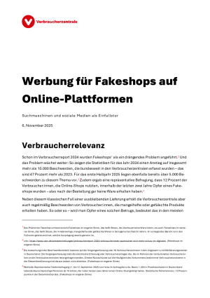 Werbung für Fakeshops auf Online-Plattformen