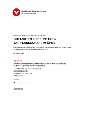 Gutachten zur künftigen Tariflandschaft im ÖPNV