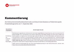 Kommentierung zum Entwurf eines Gesetzes zur Modernisierung des Produkthaftungsrechts
