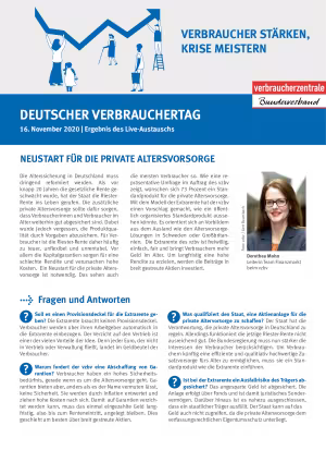 Ergebnisse des Live-Austausches zum Thema Altersvorsorge| Ergebnisübersicht des vzbv | 19. November 2020