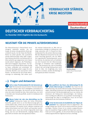 Ergebnisse des Live-Austausches zum Thema Altersvorsorge| Ergebnisübersicht des vzbv | 19. November 2020