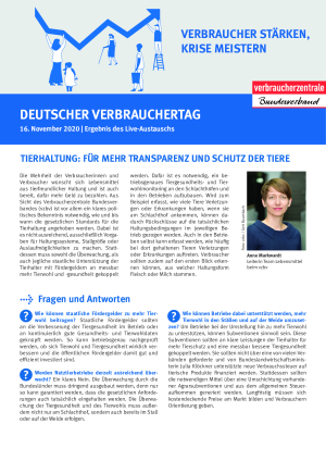 Ergebnisse des Live-Austausches zum Thema Tierwohl | Ergebnisübersicht des vzbv | 19. November 2020