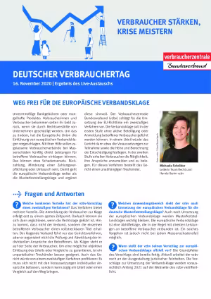 Ergebnisse des Live-Austausches zum Thema europäische Verbandsklage | Ergebnisübersicht des vzbv | 19. November 2020