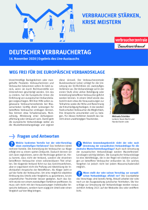 Ergebnisse des Live-Austausches zum Thema europäische Verbandsklage | Ergebnisübersicht des vzbv | 19. November 2020