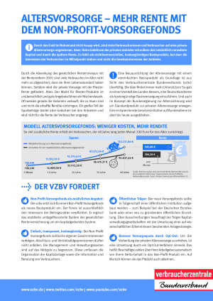 Altersvorsorge: Mehr Rente mit dem Non-Profit-Vorsorgefonds| Faktenblatt des vzbv | September 2017 