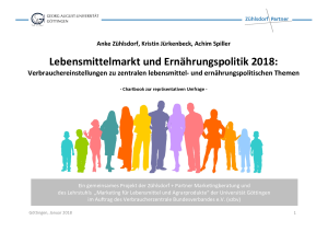 Chartbook Umfrage "Verbrauchereinstellungen zu zentralen lebensmittel- und ernährungspolitischen Themen"