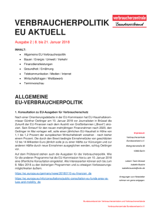 Newsletter Verbraucherpolitik EU aktuell 2/2018
