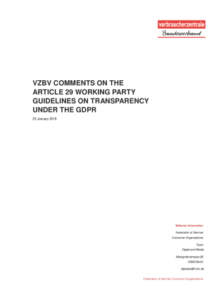 Guidelines on Transparency under the GDPR | Comments vzbv | January 2018