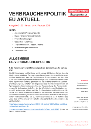 Newsletter Verbraucherpolitik EU aktuell 3/2018