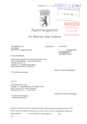 Urteil des Kammergerichts Berlin vom 23.01.2018 | Az. 5 U 126/16