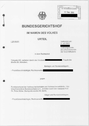 Urteil des Bundesgerichtsofes | Az. I ZR 66/01