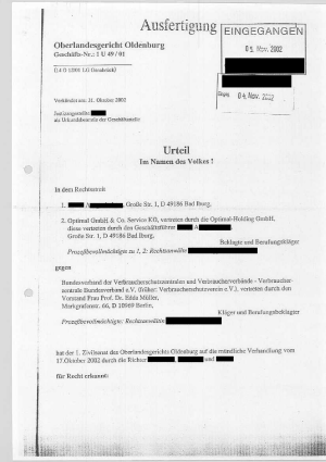 Urteil des Oberlandesgericht Oldenburg | Az. 1 U 49/01