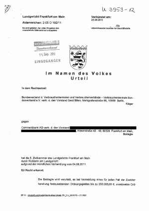 Urteil des Landgerichts Frankfurt am Main | Az. 2-05 O 192/11