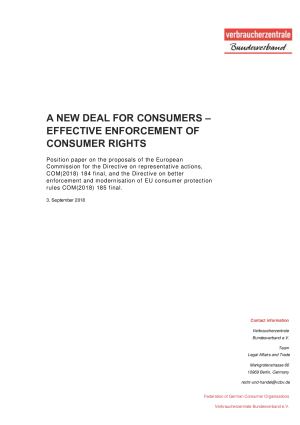 A New Deal for Consumers – Effective Enforcement of Consumer Rights | Statement on the proposals of the European Commission | 25. Juni 2018